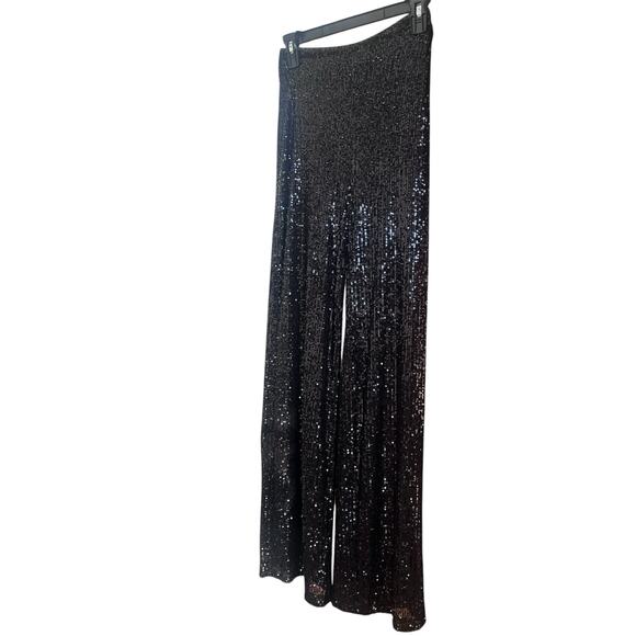 Badgley Mischka Belle Iris Sequin Straight leg Dress Pants | Sz 0, Black NEW$199 - Picture 7 of 14